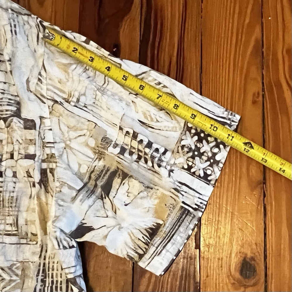Caribbean Hawaiian Shirt XL Beige Brown Abstract Print Short Sleeve Button-Up - Picture 6 of 8